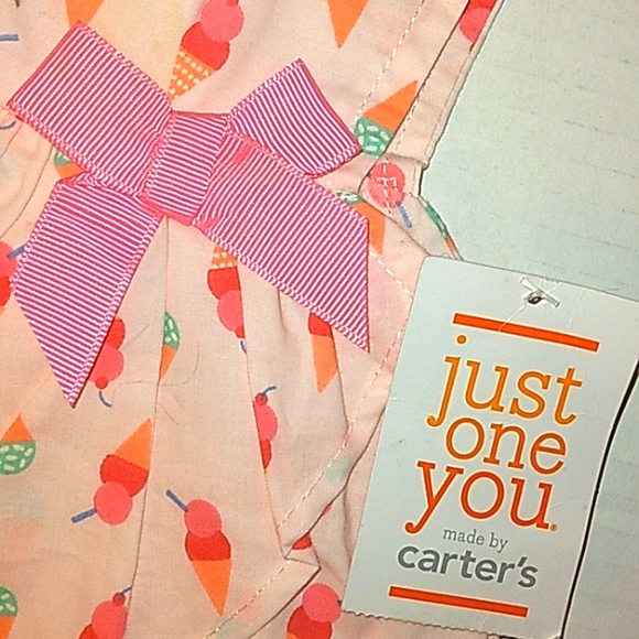☆NWT☆Newborn Girl Carter's Pretty Pink Ice Cream cones Dress Romper♡ - Picture 8 of 9